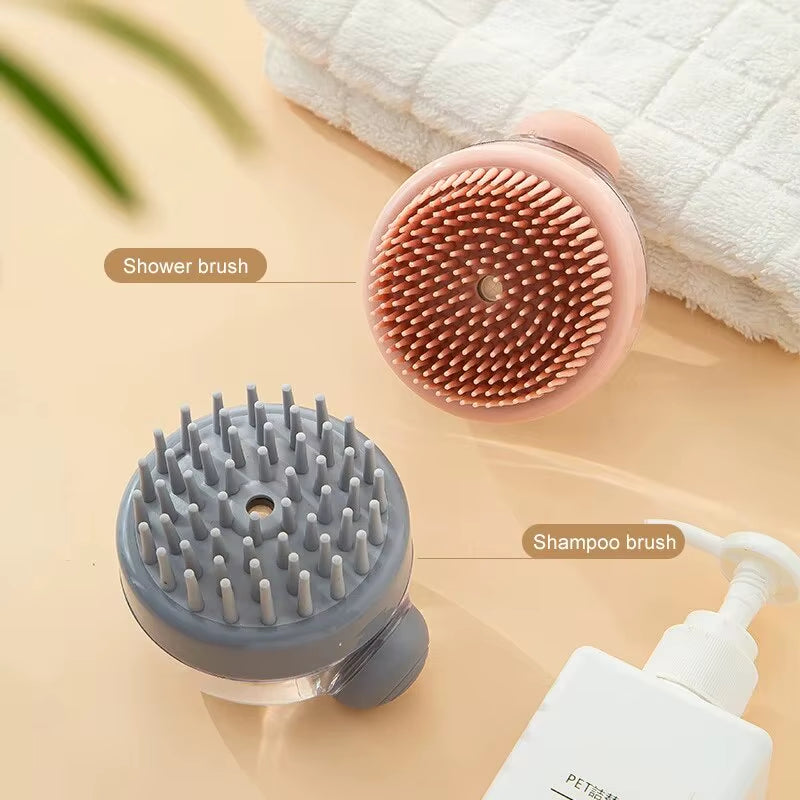 1Pc Pet Bath Brush Soft Silicone with Shampoo Dispenser Gentle Massage for Grooming and Cleaning Fur and Hair